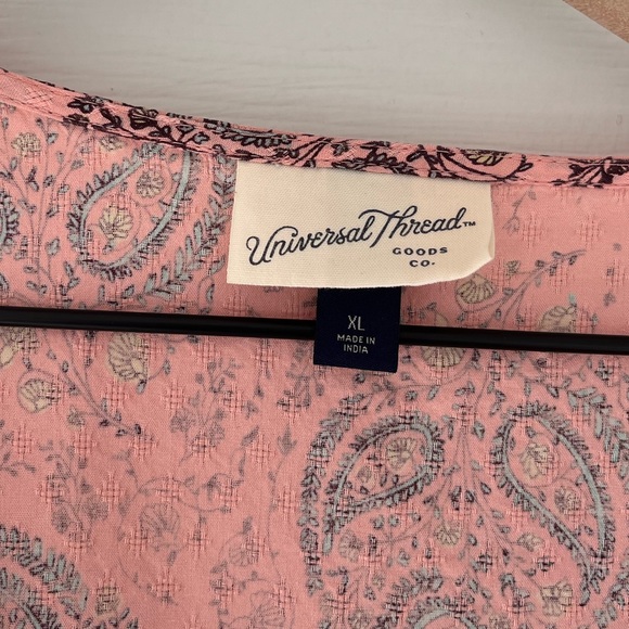 Universal Thread Coral Pink Paisley Print Puff Sleeve Midi Dress - Picture 3 of 6